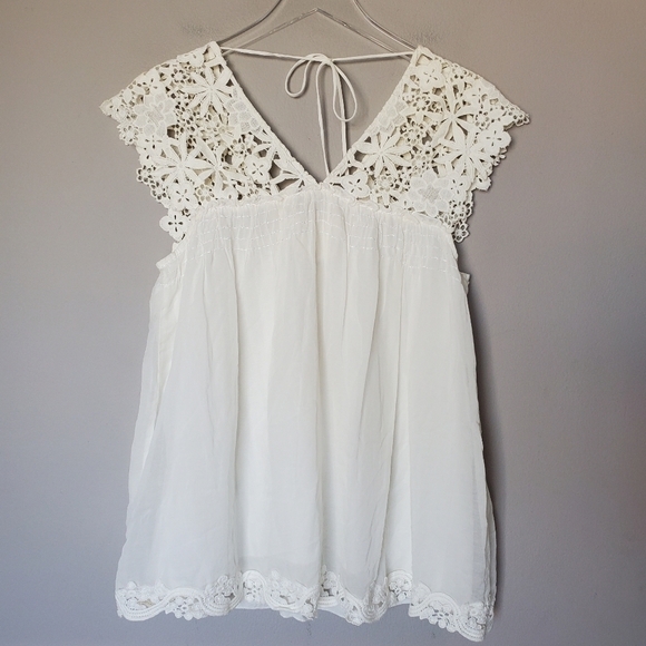 Johnny Was White Jude Crochet V Neck Blouse NWOT - Picture 11 of 11